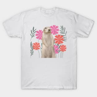 Cute Groundhog Pink Flowers T-Shirt